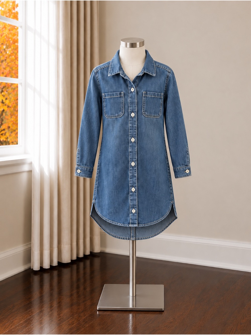 Old Navy Blue Denim Shirt Dress for Girls